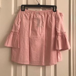 Off the Shoulder Pink Striped Top